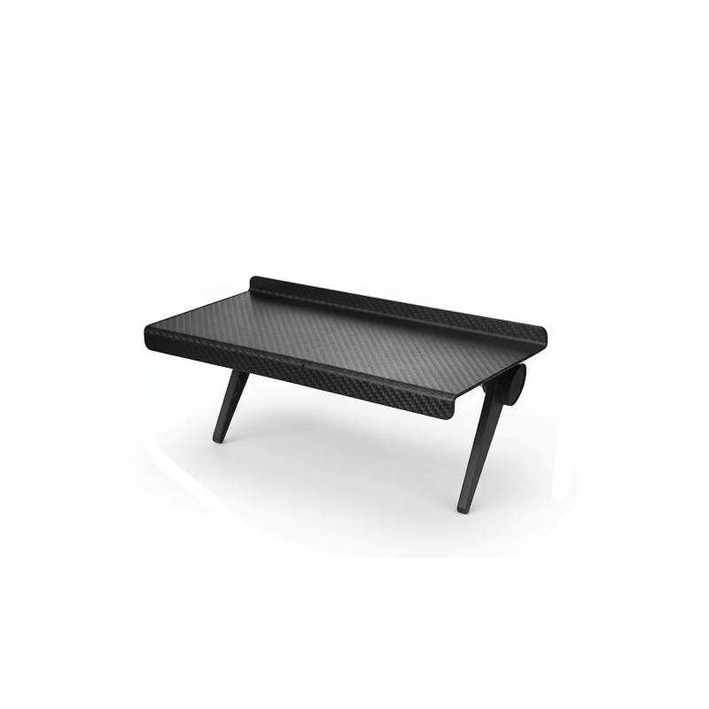Computer and TV screen storage rack organizing wireless router set-top box and devices in black and white durable eco-friendly design